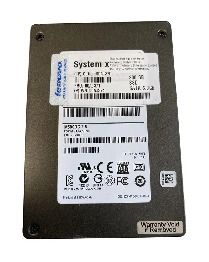 00AJ371 - IBM 800GB Multi-Level Cell SATA 6Gb/s Hot Swap Enterprise Value 2.5-inch Solid State Drive