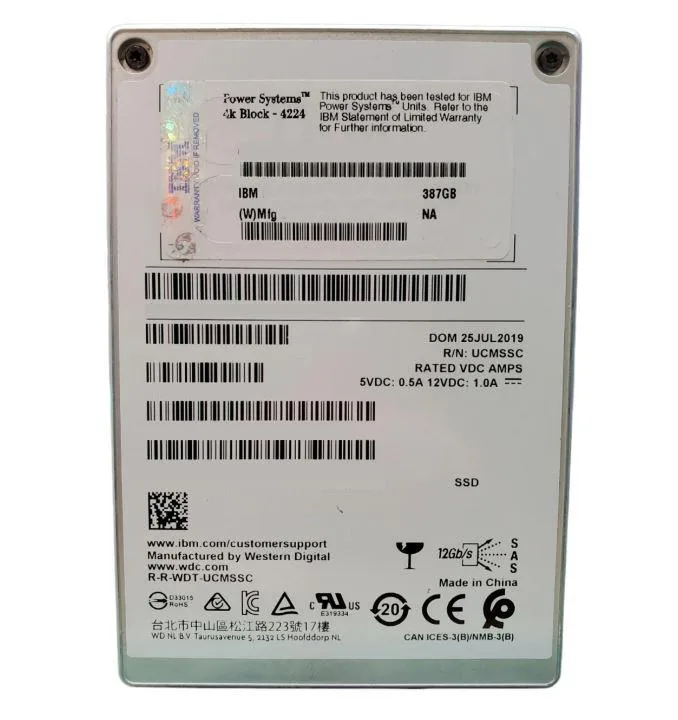 00E8693 - IBM 387GB SAS 12Gb/s 2.5-inch Solid State Drive for Power7 Server