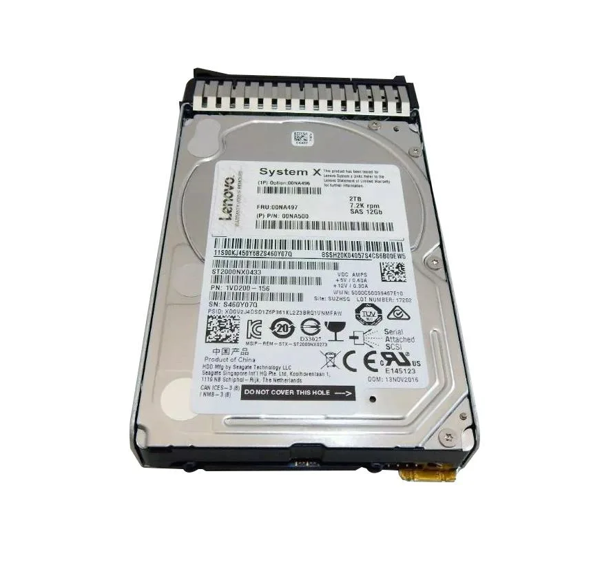 00NA500 - Lenovo 2TB 7200RPM NL SAS 12Gb/s G3 Hot Swap 2.5-Inch Hard Drive With Tray
