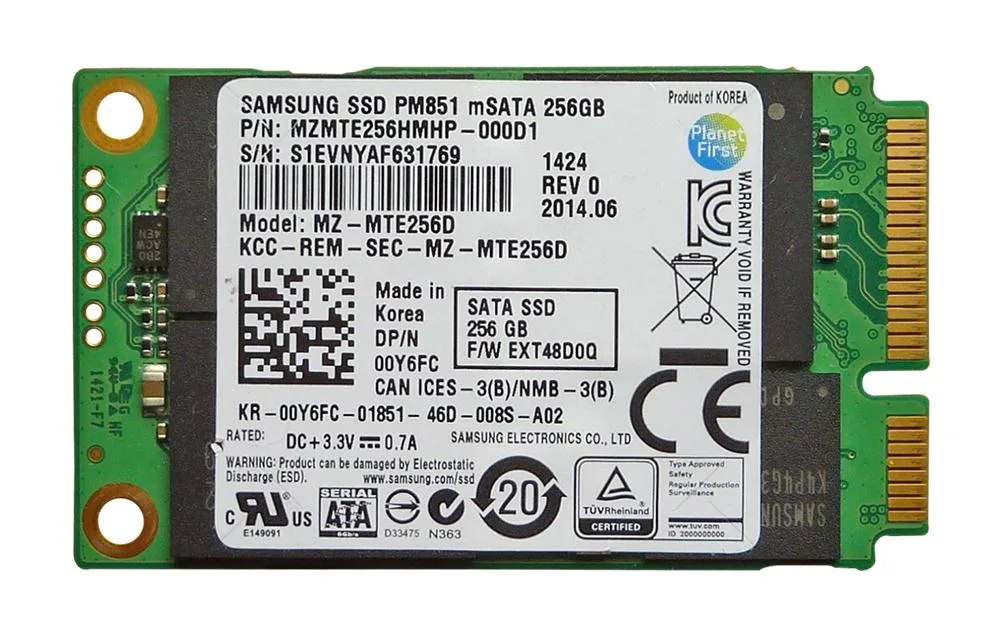 00Y6FC - Dell 256GB SATA 6Gb/s mSATA Solid State Drive