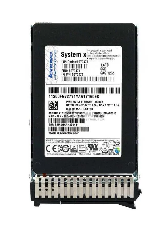 00YC474 - Lenovo 1600GB SAS 12Gb/s Hot-Swappable Enterprise Mainstream 2.5-inch Solid State Drive