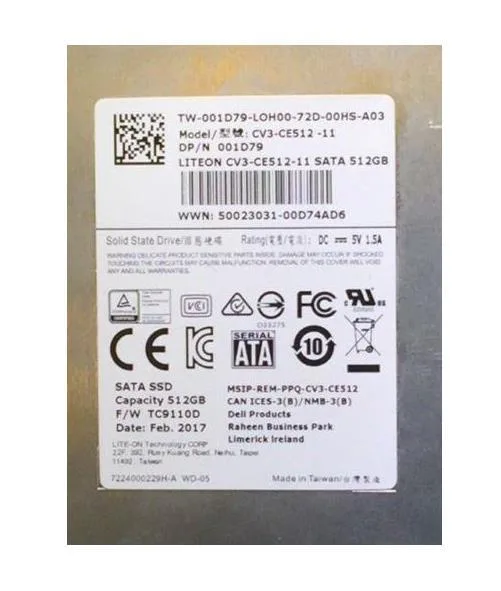 01D79 - Dell 512GB Multi-Level Cell (MLC) SATA 6Gb/s 2.5-inch Solid State Drive