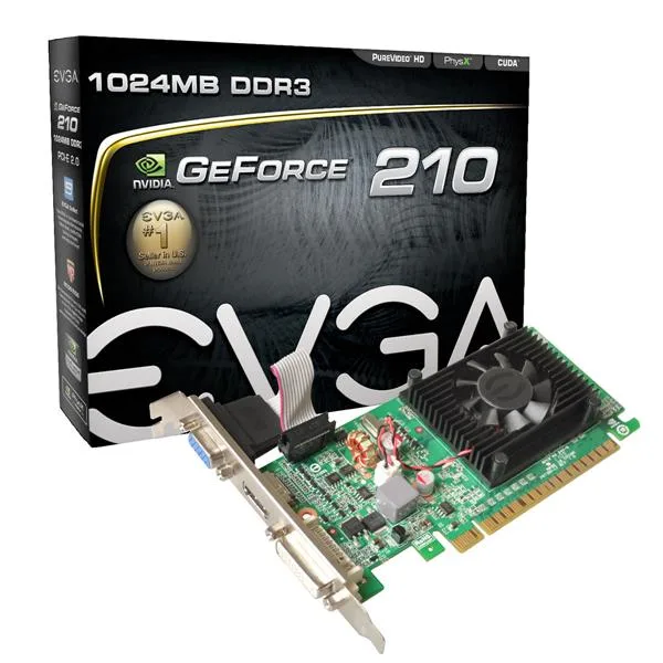 01GP31312LR1 - EVGA GeForce 210 1GB DDR3 SDRAM PCI-Express 2.0 X16 DVI Graphics Card
