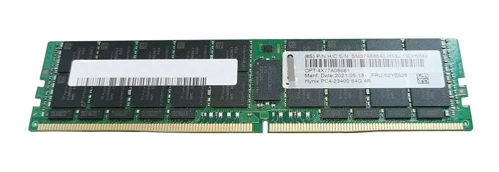 02YE628 - Lenovo 64GB DDR4-2933MHz/PC4-23400 ECC Registered CL21 288-Pin RDIMM 1.2V Quad Rank Memory Module