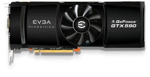 03G-P3-1596-T3 - EVGA GeForce GTX 590 Classified 3GB GDDR5 768-Bit PCI-Express 2.0 x16 3x DVI Graphics Card