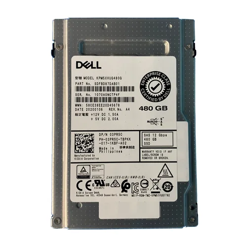 03PR5C - Dell Kioxia 480GB SAS 12Gb/s Mixed Use 2.5-inch Solid State Drive For 14G Poweredge Server