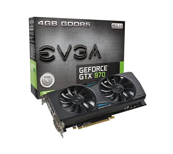 04G-P4-2972-A1 - EVGA GeForce GTX 970 4GB GDDR5 256-Bit PCI Express 3.0 x16 DVI/ HDMI/ DisplayPort Video Graphics Card