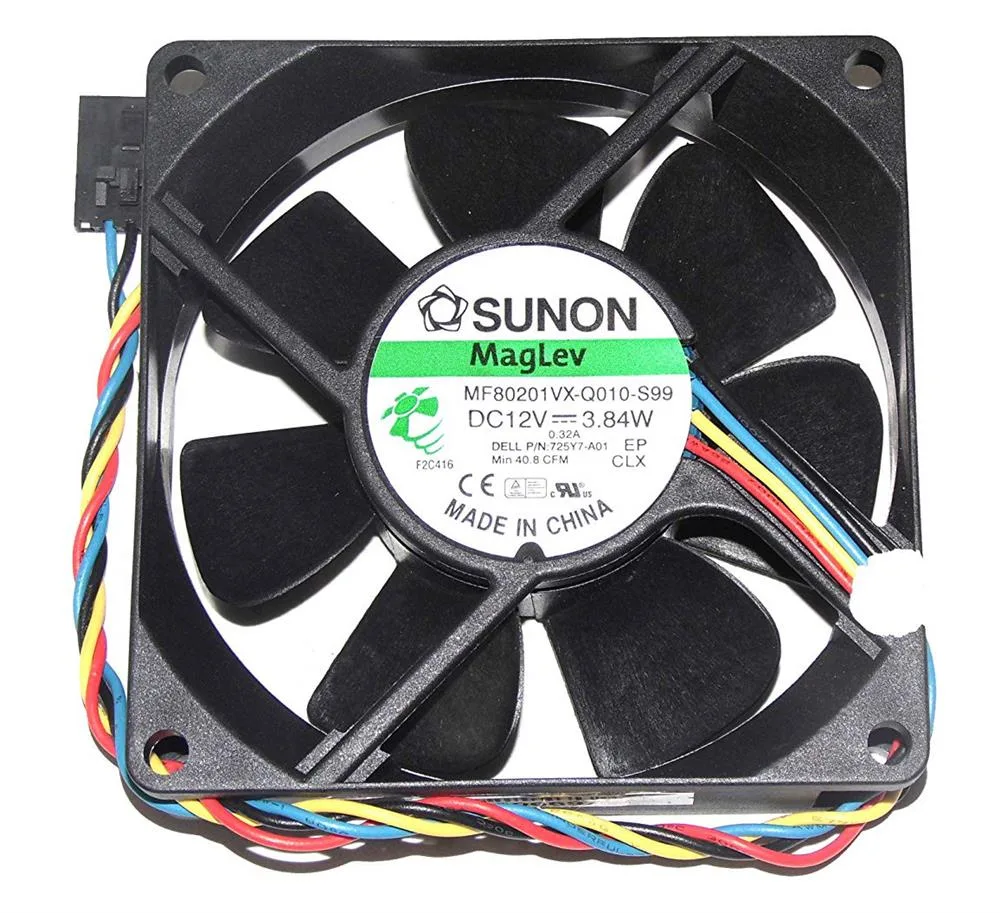 0725Y7 - Dell 5-Pin System Cooling Fan Assembly 12VDC; 0.36A 80x20mm for Optiplex 790 990 3020 7020 9020 SFF PC