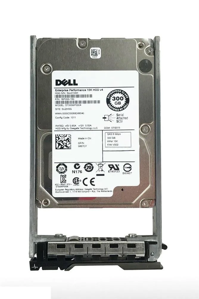 0867CY - Dell 300GB 15000RPM SAS 6Gb/s 128MB Cache 2.5-inch Hard Drive
