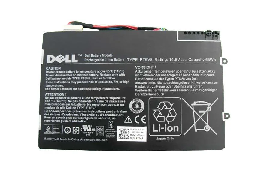 08P6X6 - Dell 14.8v 63wh Alienware M11x Battery Type Pt6v8