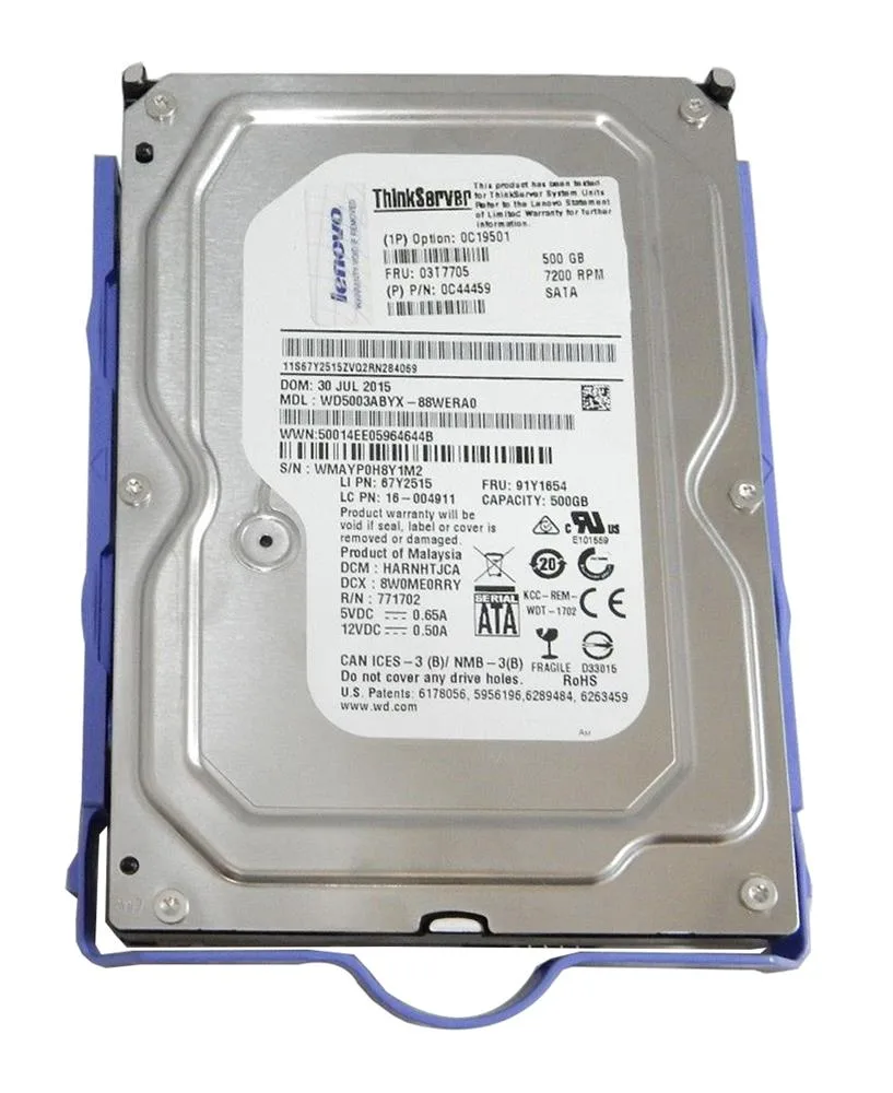 0C19501 - Lenovo 500GB 7200RPM SATA 3.5-inch Enterprise Hard Drive for ThinkServer