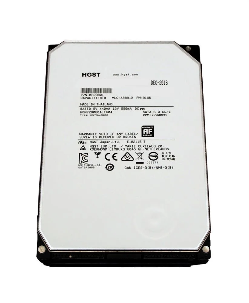 0F29801 - Hitachi Deskstar NAS 8TB SATA 6Gb/s 7200RPM 128MB Cache 3.5-inch Hard Drive