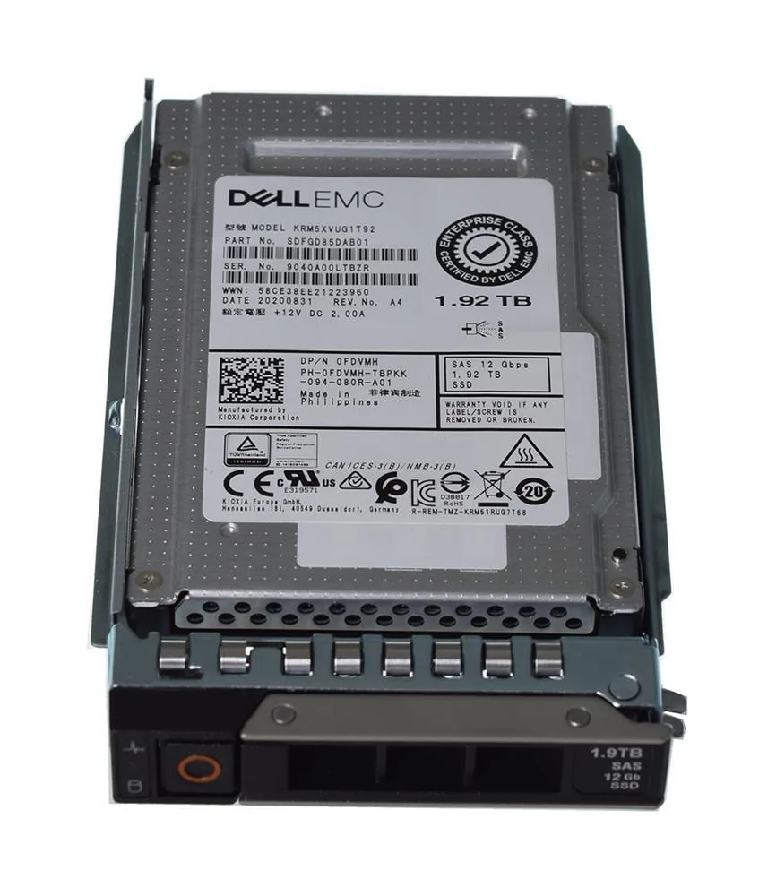 0FDVMH - Dell 1.92TB TLC SAS 12GB/s Mix Use 512e 2.5-inch Solid State Drive