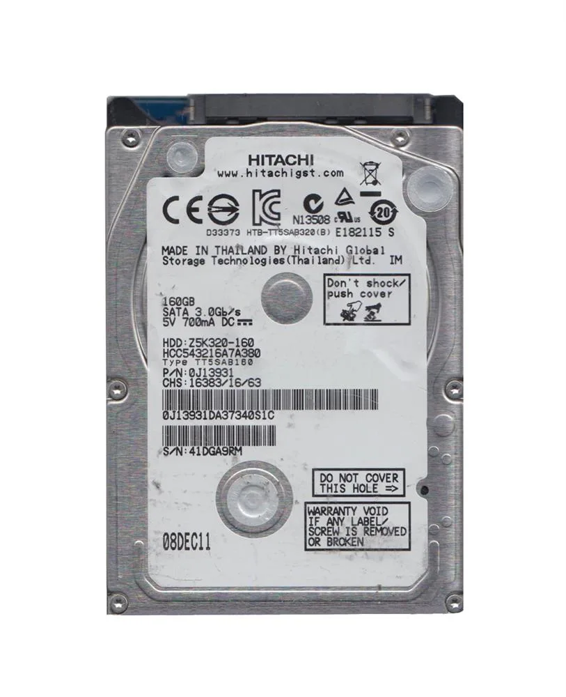 0J13931 - Hitachi 160GB 5400RPM SATA 3Gb/s 2.5-inch Hard Drive