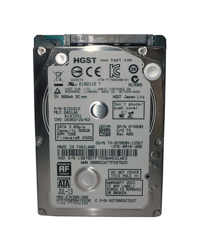 0J31015 - Hitachi Travelstar Z7K500 500GB 7200RPM SATA 6Gb/s 32MB Cache 2.5-inch Hard Drive