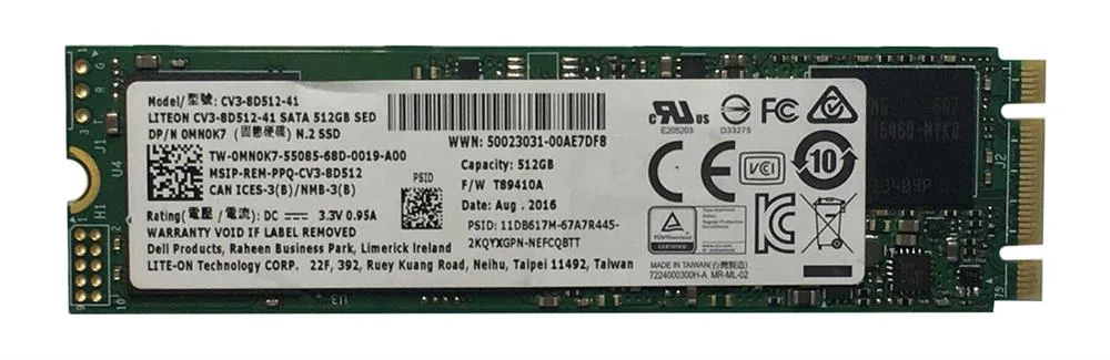 0MN0K7 - Dell 512GB Multi-Level Cell (MLC) SATA 6Gb/s M.2 2280 Solid State Drive