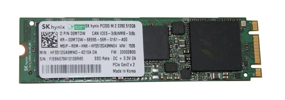0MTDW - Dell 512GB PCI Express NVMe M.2 2280 Solid State Drive