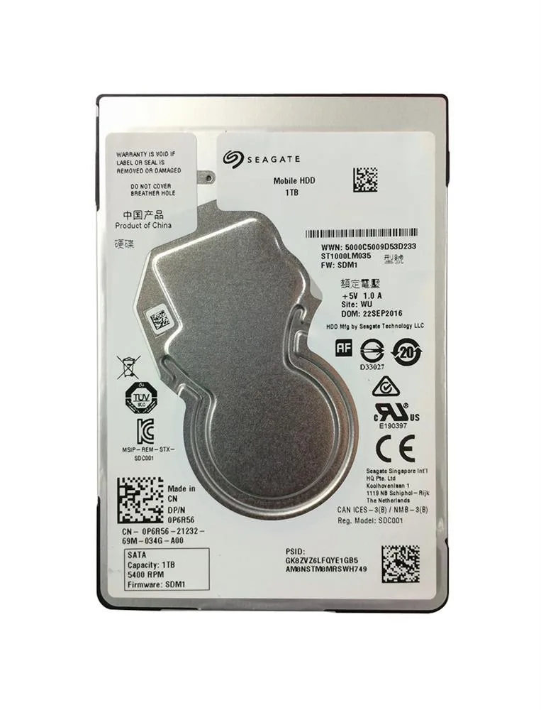0P6R56 - Dell 1TB 5400RPM SATA 6Gb/s 128MB Cache 2.5-inch Hard Drive