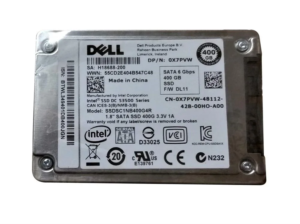 0X7PVW - Dell 400GB Multi-Level Cell (MLC) SATA 6Gb/s 1.8-inch Solid State Drive