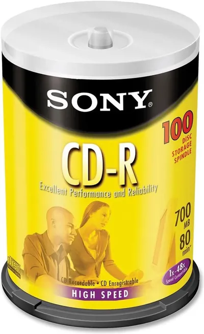 100CDQ80RS - Sony 48x CD-R Media - 700MB - 120mm - 100 Pack Spindle