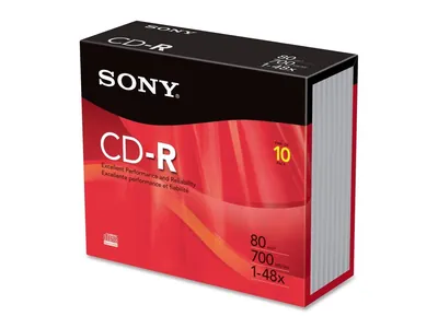 10CDQ80R - Sony 48x CD-R Media - 700MB - 120mm - 10 Pack Slim Jewel Case