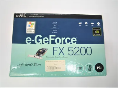 128-P1-N309-AX - EVGA e-GeForce FX 5200 128MB DDR PCI DVI/ S-Video Low Profile Video Graphics Card