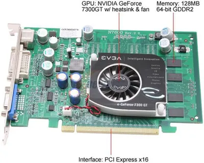 128-P2-N441-TR - EVGA GeForce 7300 GT 128MB GDDR2 64-Bit SLI Support PCI Express x16 Video Graphics Card