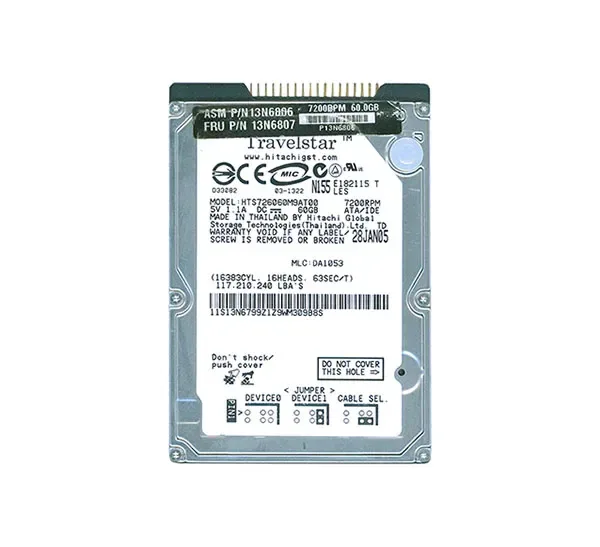 13N6806 - IBM 60GB 7200RPM ATA-100 8MB Cache 2.5-inch Hard Drive