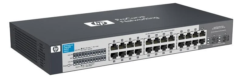 HP 1410-24G ProCurve 1410 Series 1410-24G 22 x Ports 1000Base-T + 2 x Ports RJ-45/SFP (mini -GBIC) L2 Unmanaged 1U Rack-Mountable GE Network Switch