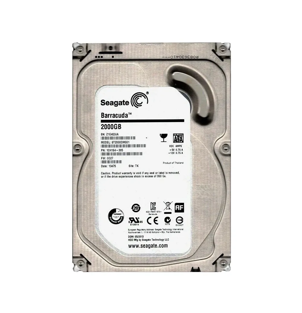 1CH164-305 - Seagate BarraCuda 2TB 7200RPM SATA 6Gb/s 64MB Cache LFF 3.5-inch Hard Drive