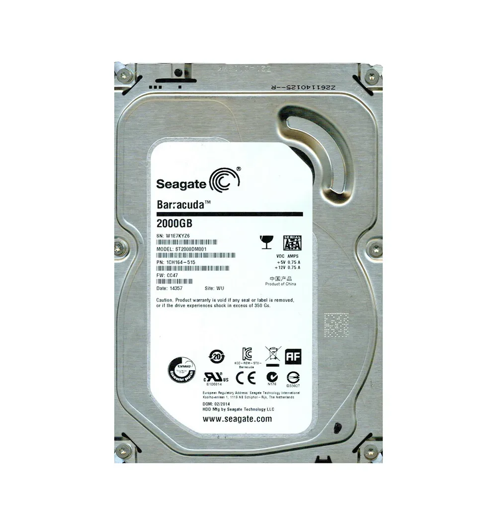 1CH164-515 - Seagate BarraCuda 2TB 7200RPM SATA 6Gb/s 64MB Cache LFF 3.5-inch Hard Drive