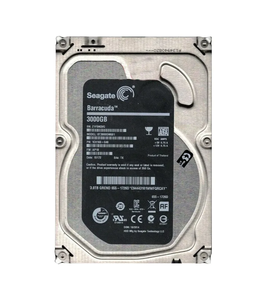 1CH166-048 - Seagate BarraCuda 3TB 7200RPM SATA 6Gb/s 64MB Cache (RoHS) 3.5-inch Hard Drive