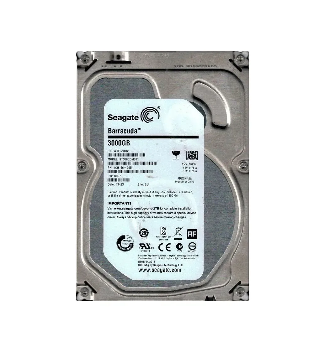 1CH166-305 - Seagate BarraCuda 3TB 7200RPM SATA 6Gb/s 64MB Cache (RoHS) 3.5-inch Hard Drive