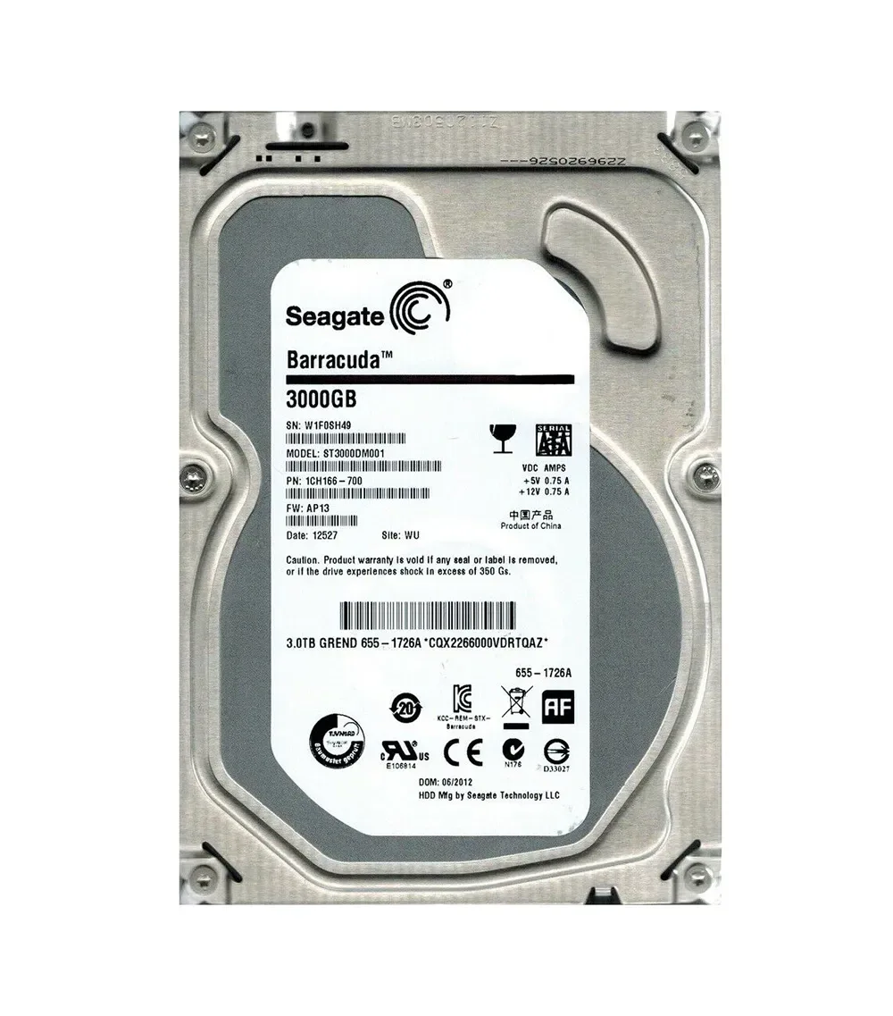 1CH166-700 - Seagate BarraCuda 3TB 7200RPM SATA 6Gb/s 64MB Cache (RoHS) 3.5-inch Hard Drive