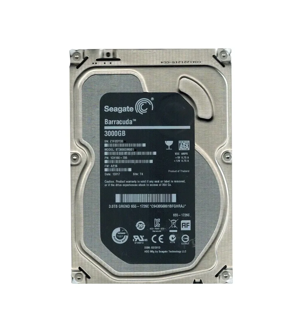 1CH166-705 - Seagate BarraCuda 3TB 7200RPM SATA 6Gb/s 64MB Cache (RoHS) 3.5-inch Hard Drive
