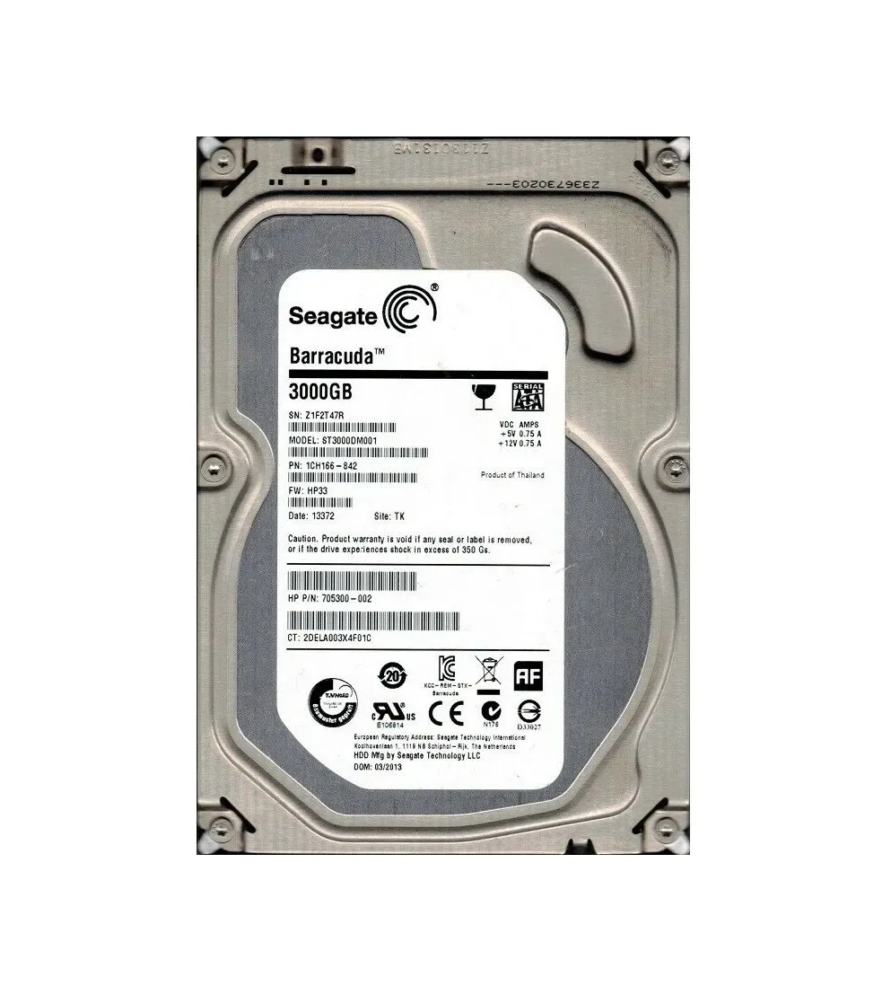 1CH166-842 - Seagate BarraCuda 3TB 7200RPM SATA 6Gb/s 64MB Cache (RoHS) 3.5-inch Hard Drive