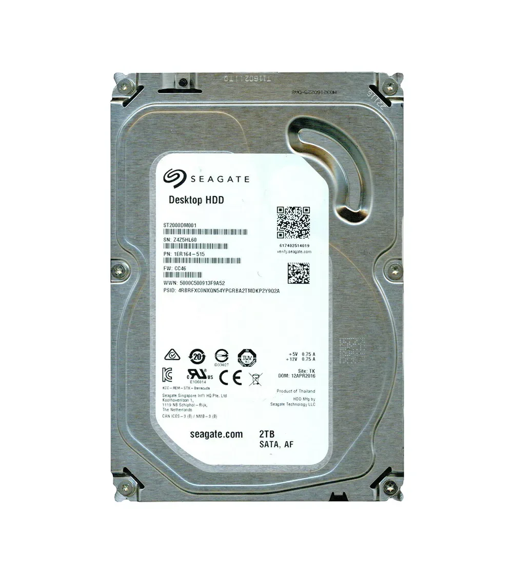 1ER164-515 - Seagate 2TB 7200RPM SATA 6Gb/s 64MB Cache (RoHS) 3.5-inch Hard Drive