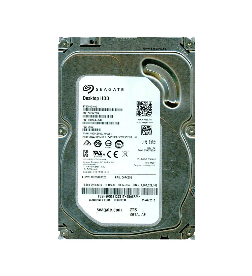 1ER164-542 - Seagate 2TB 7200RPM SATA 6Gb/s 64MB Cache (RoHS) 3.5-inch Hard Drive