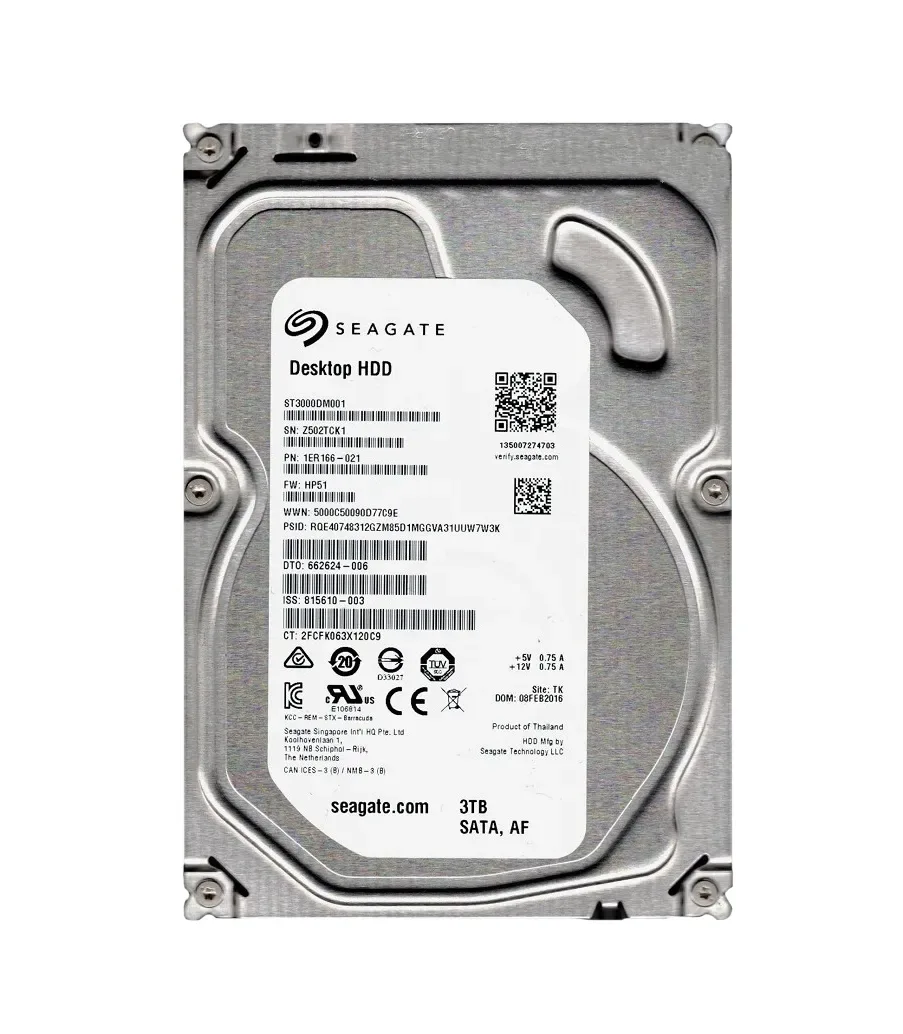 1ER166-021 - Seagate 3TB 7200RPM SATA 6Gb/s 64MB Cache (RoHS) 3.5-inch Hard Drive