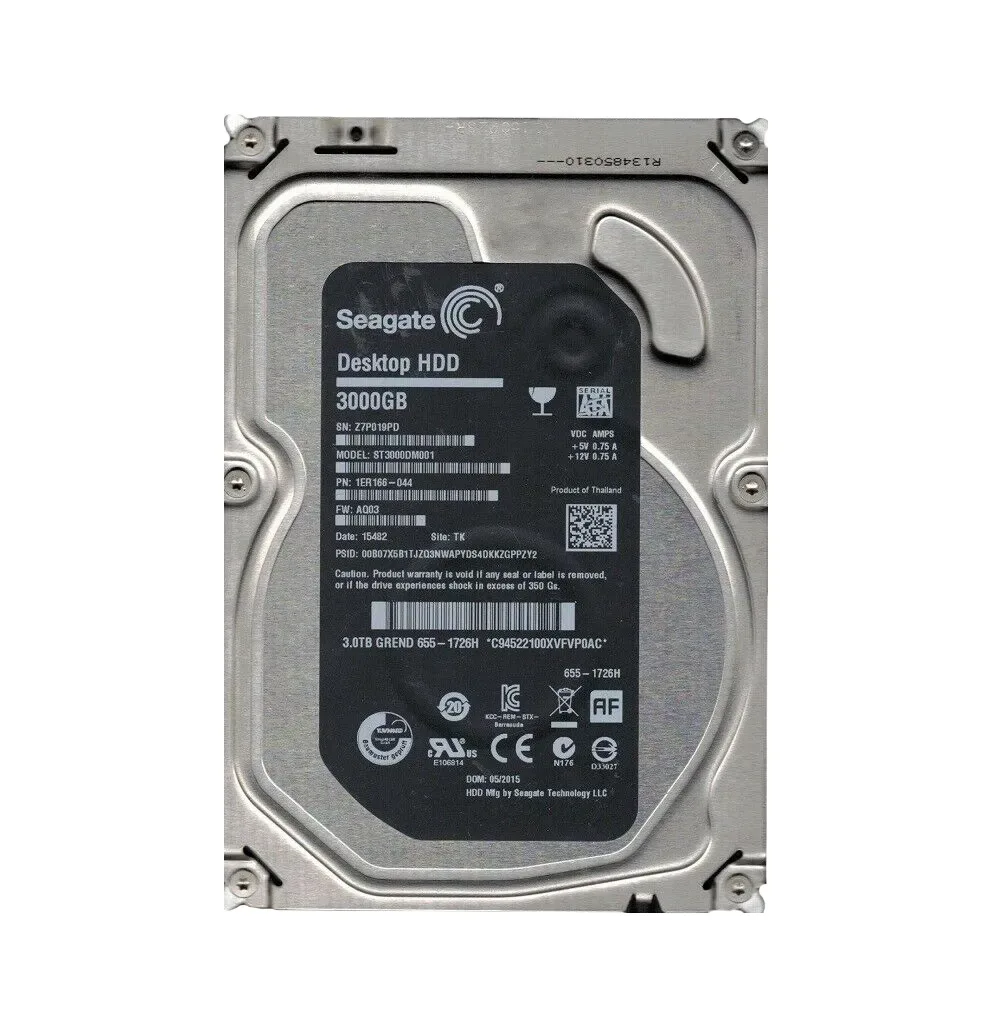 1ER166-044 - Seagate 3TB 7200RPM SATA 6Gb/s 64MB Cache (RoHS) 3.5-inch Hard Drive