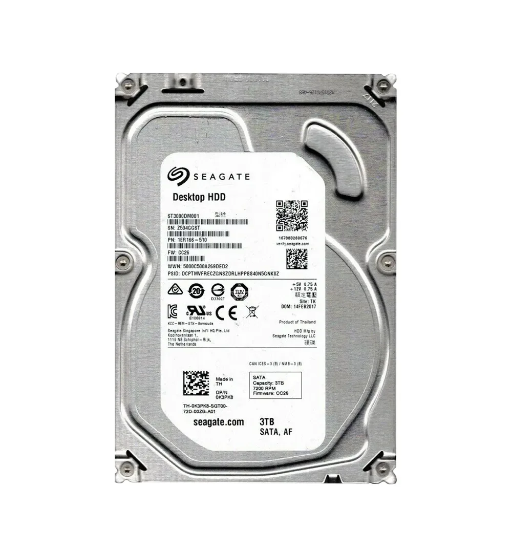 1ER166-510 - Seagate 3TB 7200RPM SATA 6Gb/s 64MB Cache (RoHS) 3.5-inch Hard Drive