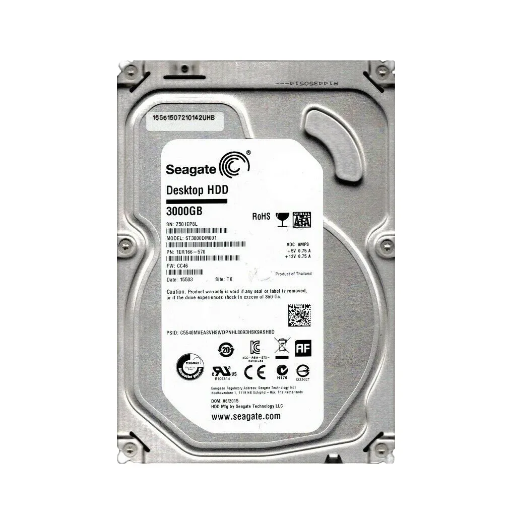 1ER166-570 - Seagate 3TB 7200RPM SATA 6Gb/s 64MB Cache (RoHS) 3.5-inch Hard Drive