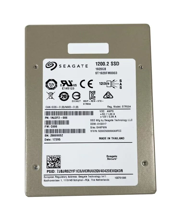 1NJ2F2-006 - Seagate 1200.2 1.92TB Multi-Level-Cell SAS 12Gb/s 3-DWPD 2.5-inch Solid State Drive