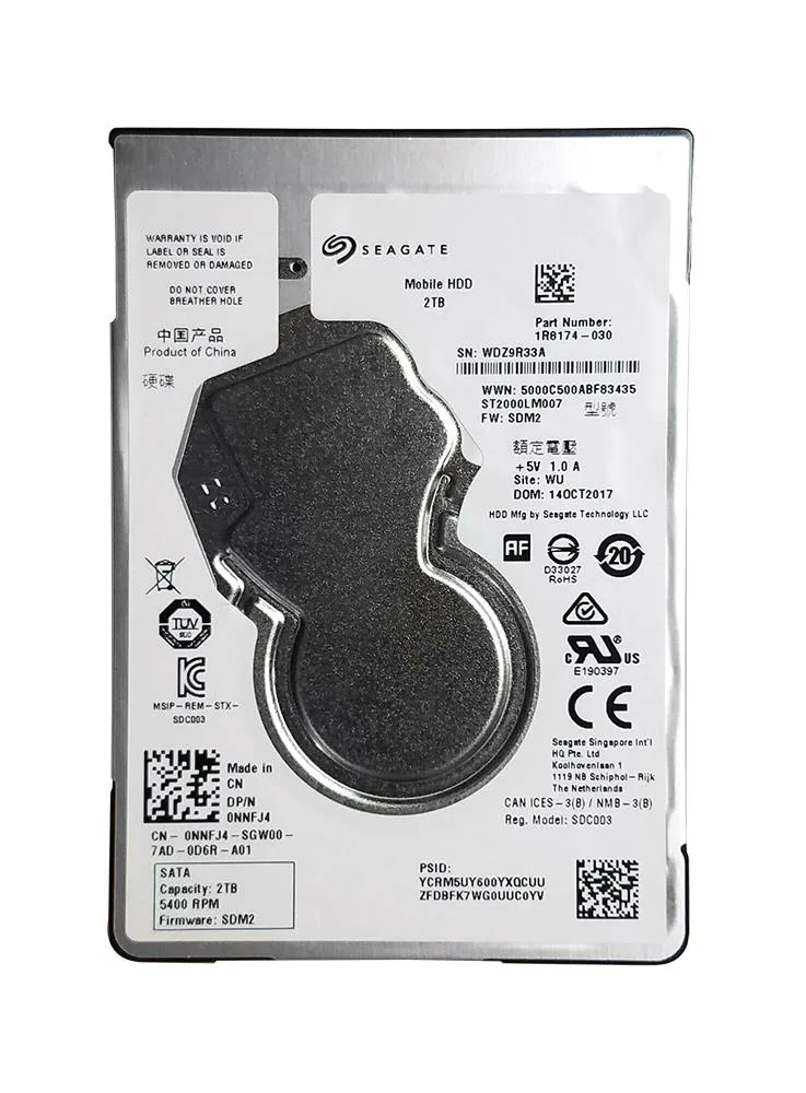 1R8174-030 - Seagate 2TB 5400RPM SATA 6Gb/s 2.5-inch Hard Drive