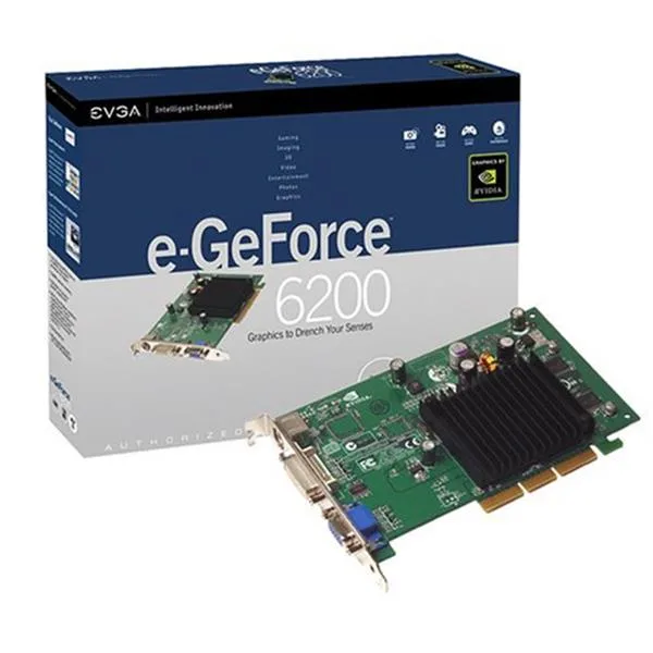 256-A8-N341-LA - EVGA e-GeForce 6200 256MB 64-Bit DDR AGP 4X/ 8X VGA/ DVI/ S-Video Out Video Graphics Card