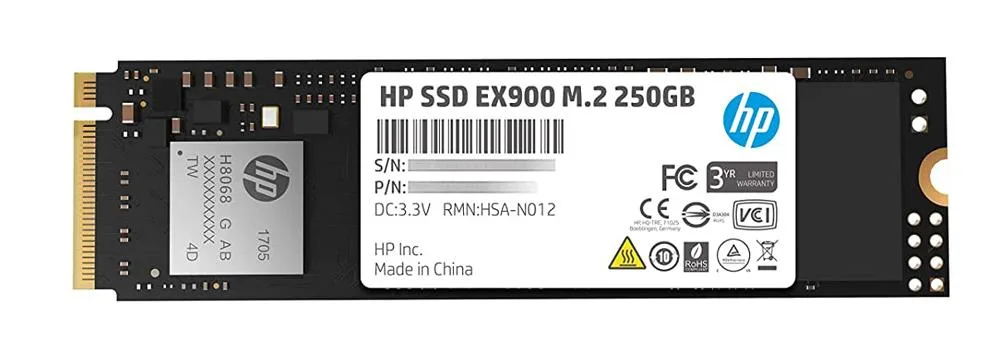 2YY43AA#ABC HP EX900 Series M.2 250GB PCI-Express 3.0 x4 NVMe Internal Solid State Drive