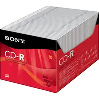 30CDQ80R - Sony 48x CD-R Media - 700MB - 120mm Standard - 30 Pack Slim Jewel Case