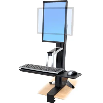 33-342-200 - Ergotron WorkFit-S, Single LD Standing Desk Workstation Sit-Stand Desk Attachment - Front Clamp - Black