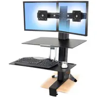33-349-200 - Ergotron WorkFit-S, Dual Workstation with Worksurface Standing Desk Attachment - Front Clamp - Black