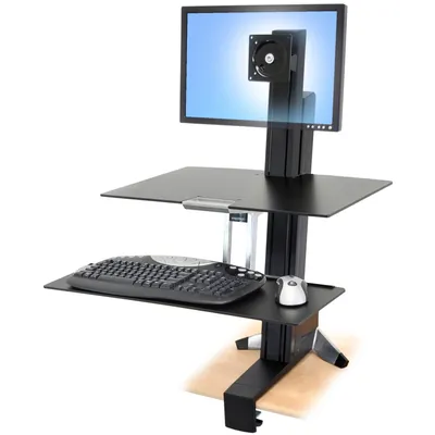 33-350-200 - Ergotron WorkFit-S, Single LD Workstation with Worksurface for Standard Display (6ΓÇô16 lbs monitor) - Black